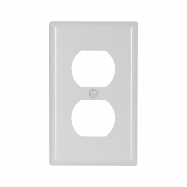 Eaton Wiring Devices 2132W-SP-L Wallplate 1G Duplex Recp Thrmst Std WH