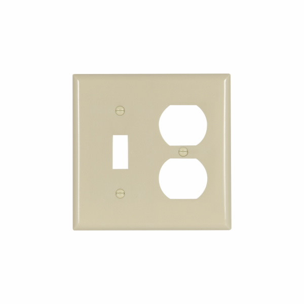 Eaton Wiring Devices 2138W-BOX Wallplate 2G Toggle/Duplex Thrmst Std WH