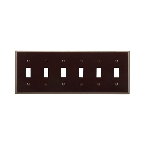 Eaton Wiring Devices 2156B-BOX Wallplate 6G Toggle Thermoset Std BR