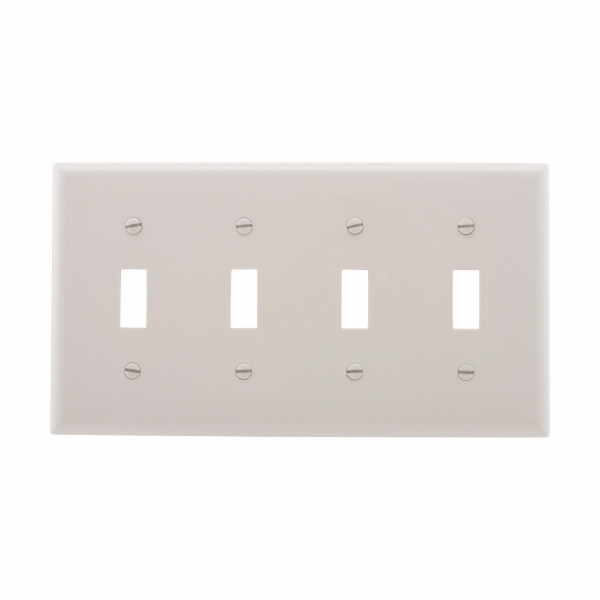 Eaton Wiring Devices 5154W-BOX Wallplate 4G Toggle Nylon Std WH