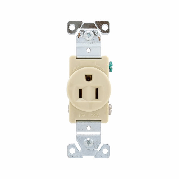 Eaton Wiring Devices 5261V Recp Sgl 15A125V 2P3W Brass Strap B&S IV