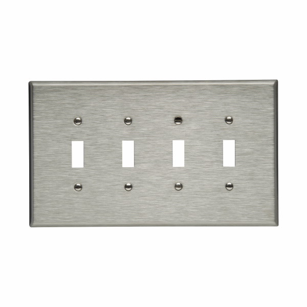 Eaton Wiring Devices 93874-BOX Wallplate 4G Toggle Oversize SS