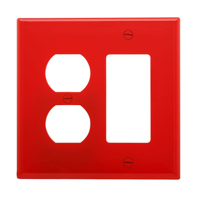 Eaton Wiring Devices PJ826RD Wallplate 2G Dup/Deco Combo Poly Mid RD ...