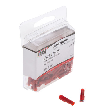 50-teiliges Set Isolierte Spatenklemmen – Rot, Nylon, Für 22-18 AWG Kabel, 6,35 Mm (1/4 Zoll)