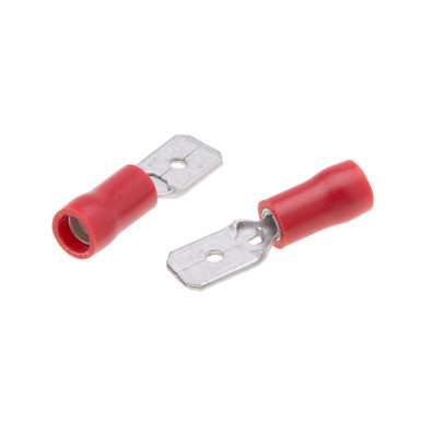 100pc Vinyl Quick Disconnect Spade Connectors - .250" 1/4" Size, 22-18 AWG, Made In USA