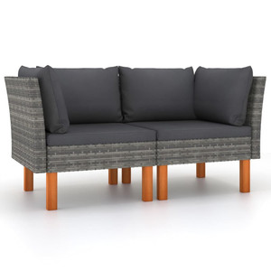  Corner Sofas 2 pcs Poly Rattan and Solid Eucalyptus Wood A949-315758
