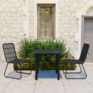 3 Piece Patio Dining Set Poly Rattan and Glass A949-3060249