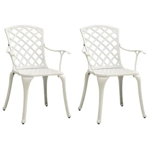 Patio Chairs 2 pcs Cast Aluminum White A949-315574