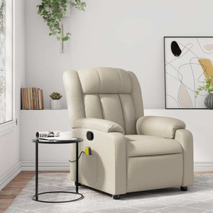  Massage Recliner Chair Cream Faux Leather A949-3206241