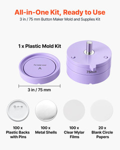  Button Maker Mold with Supplies 2.95 in / 75 mm Interchangeable Mold, for  Magnetic Fast-Change Bu E415-XZJYMHCYMHCYMG0KV001V0