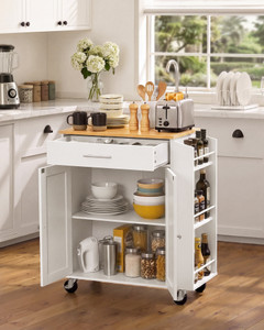  Kitchen Island Cart with Storage, 31.3 in Wide Mobile Rolling Storage Island on Swivel Wheels, wit E415-CFD1C2M066MB5UKZQ001V0