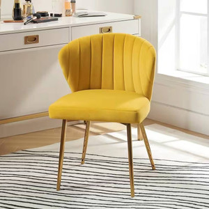Mustard Yellow Velvet Upholstered Wingback Accent Side Chair w/ Gold Metal Legs Q280-MYLWBSC83527193