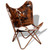  Butterfly Chair Brown and White Real Cowhide Leather A949-243696