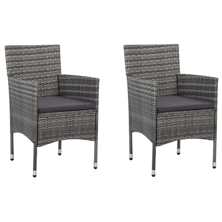  Patio Dining Chairs 2 pcs Poly Rattan Gray A949-46180