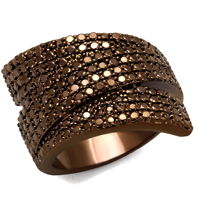 3W1125 - IP Coffee light Brass Ring with AAA Grade CZ  in Light Coffee A874-3W1125