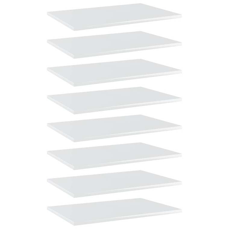  Bookshelf Boards 8 pcs High Gloss White 23.6"x15.7"x0.6" Engineered Wood A949-805261