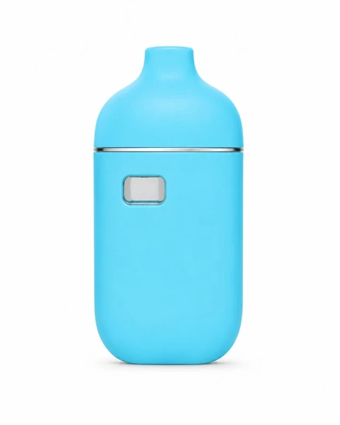 D121 1 gram disposable vape hardware in blue with oil viewing window