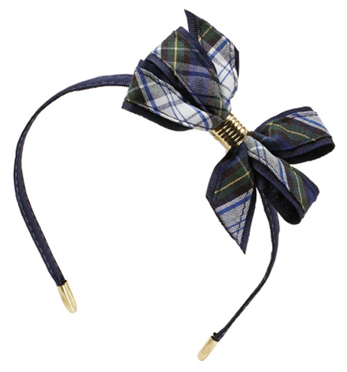 Monarch Bow on Headband, Plaid 55