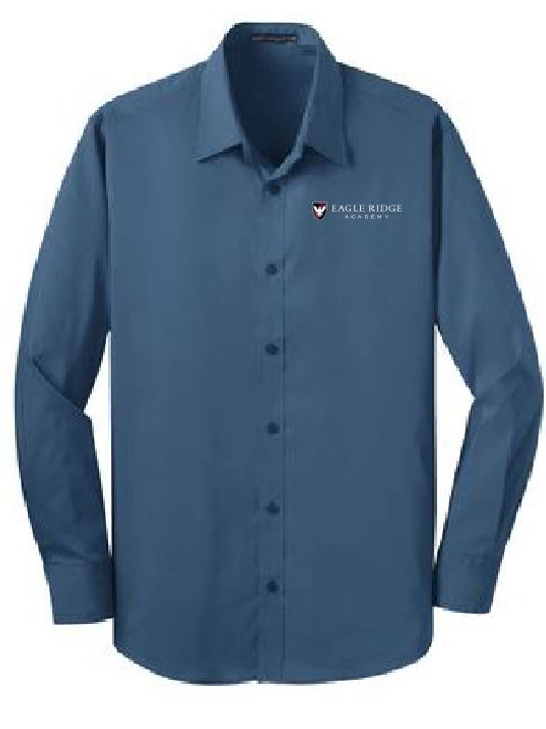 Stretch Poplin Long Sleeve Shirt with Logo, Staff Wear (1007)