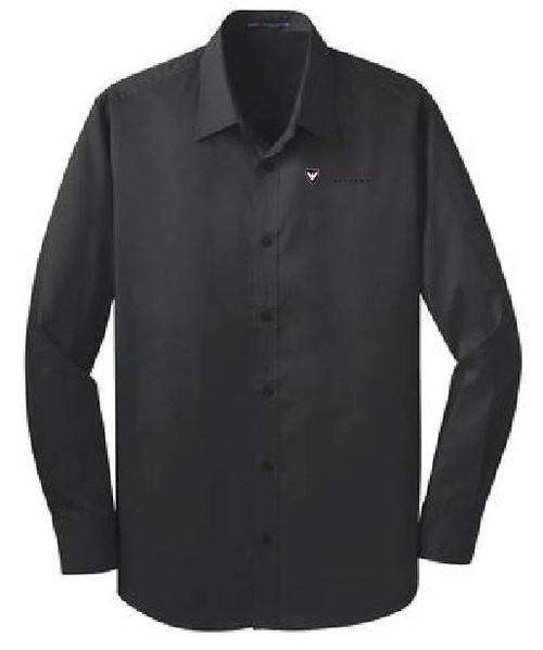 Stretch Poplin Long Sleeve Shirt with Logo, Staff Wear (1007)