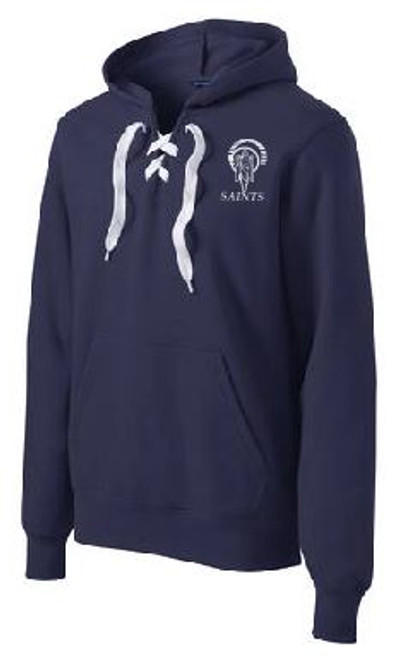 Hooded Sweatshirt, White Laces with Logo, Spirit Wear (1042)
