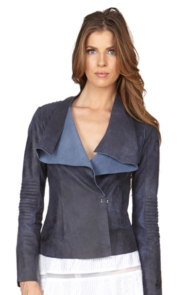 MYSTIC LEATHER JACKET I NAVY