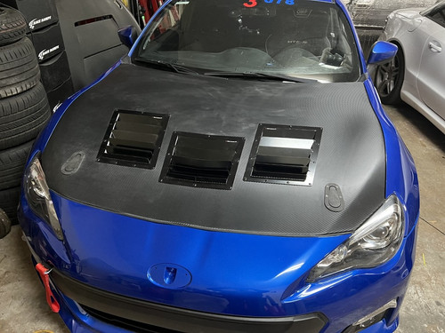 Race Louver BRZ-FRS-GT86 RS street trim center car hood vent designed for street, high performance driving and light track duty.