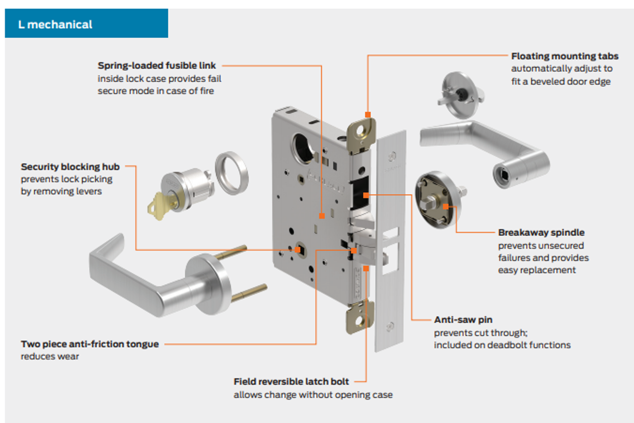 Schlage L9050 - Heavy Duty Mortise Lockset - Office Funtion