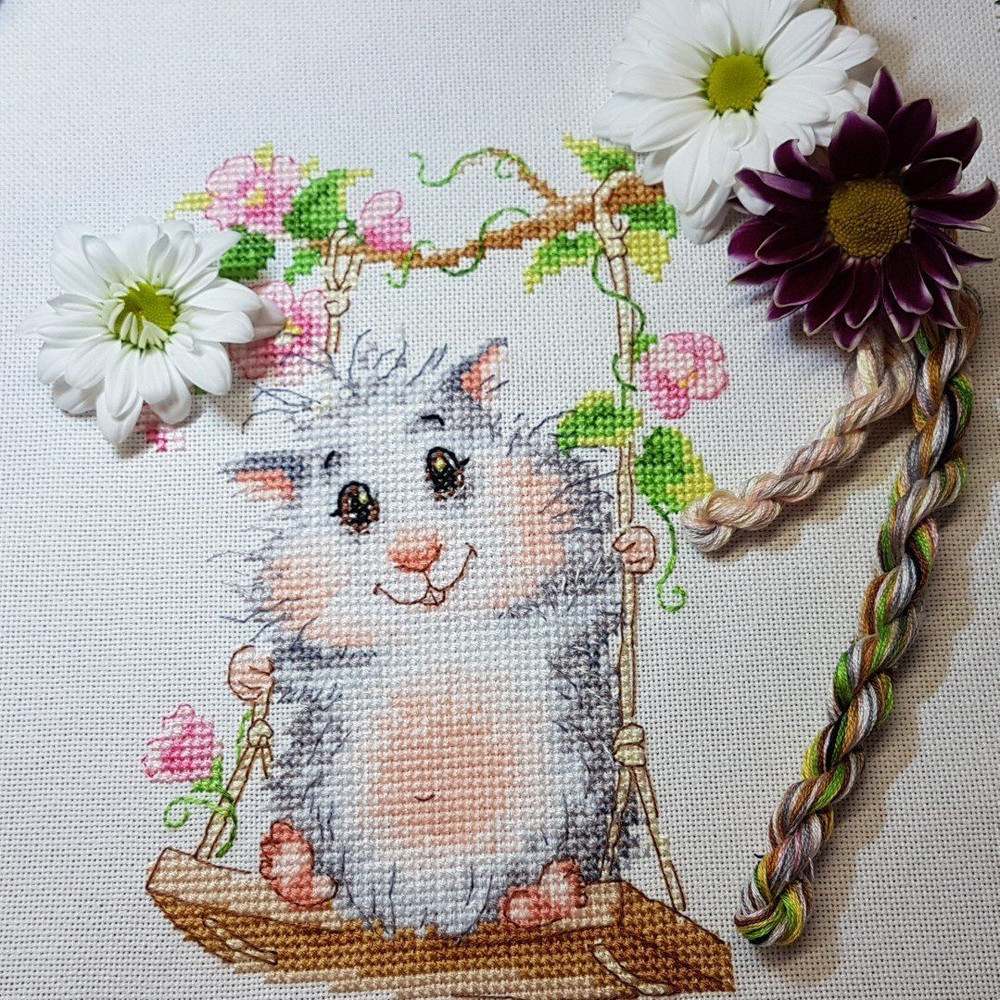 "Swing"  Unprinted Counted Funny  Cross Stitch Kit Magic Needle 19-13