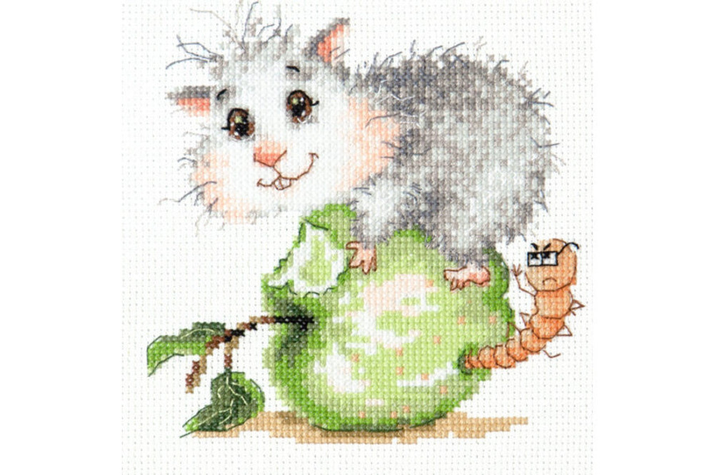 "What's up?"  Unprinted Counted Funny Needlework Cross Stitch Kit Magic Needle 19-17