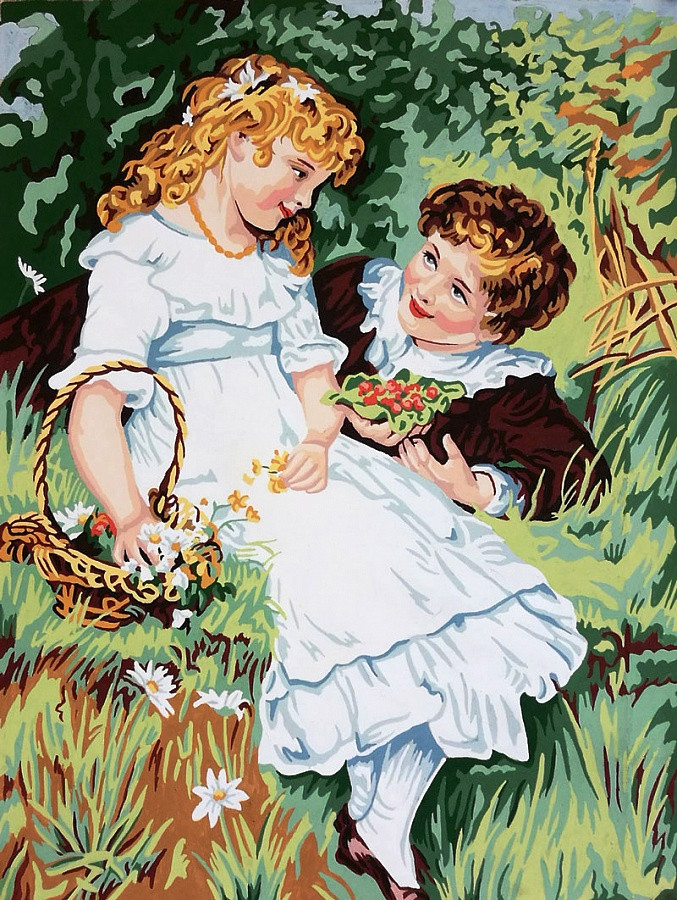 "Friendship" Printed Canvas for  Needlepoint Tapestry Gobelin  Embroidery Gobelin 14866