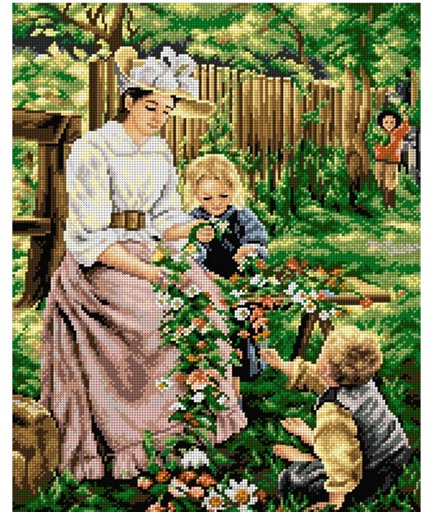 "Summer" Printed Canvas for Cross Stitch Tapestry Gobelin Embroidery Orchidea 2640M