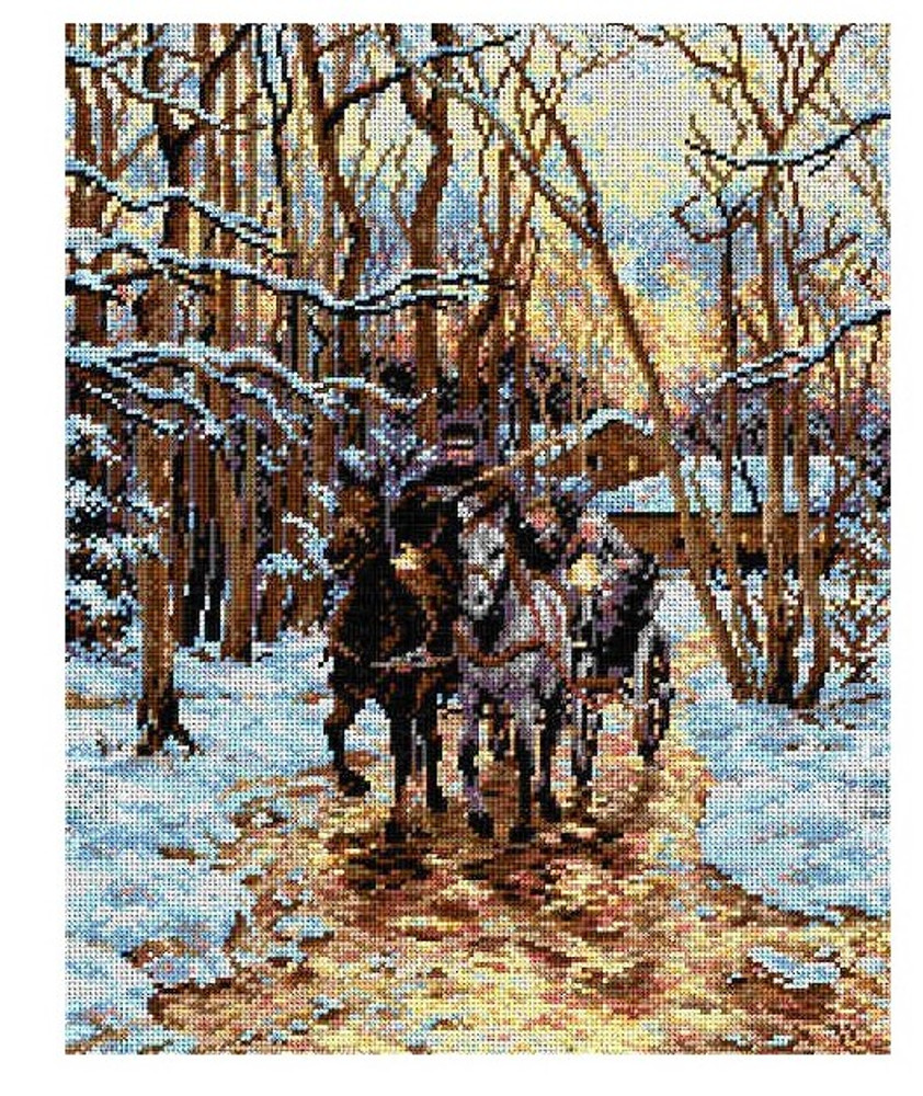 "Driving at Dusk" Printed Canvas for Cross Stitch Tapestry Gobelin Embroidery Orchidea 2063M