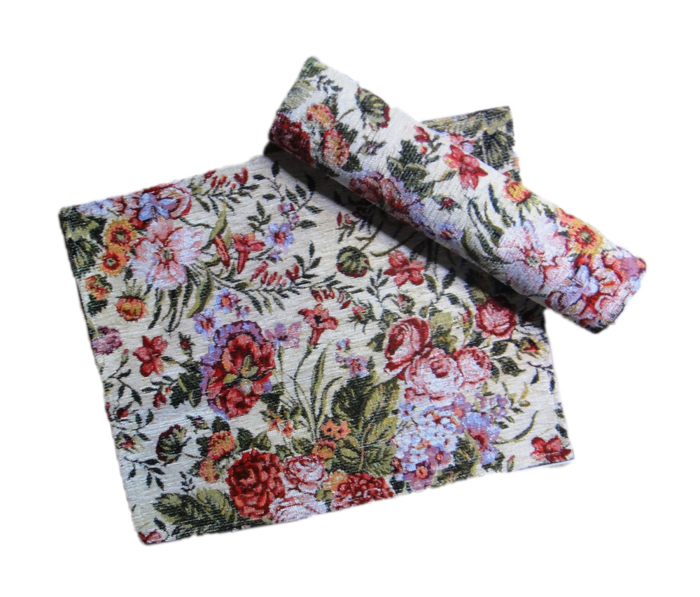 "Flowers" Set of 2 Gobelin Terry Tapestry Placemats Veralis V2012