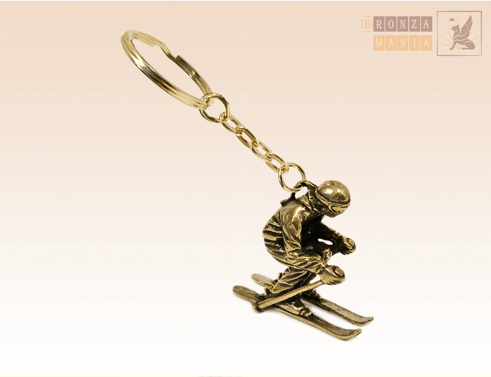 "Skier" Collectible Souvenir Keychain Statue BronZamania B276