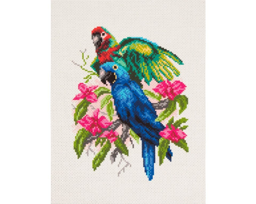 "Parrots" Printed Cross stitch Needlepoint Canvas 1009