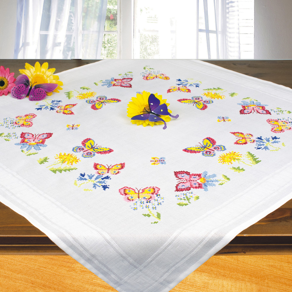 "Butterflies"   Tablecloth Kit for Embroidery Schafer 7020