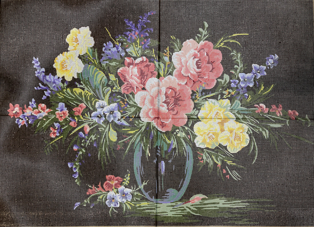 "Flowers" Printed Canvas for  Needlepoint Tapestry Gobelin  Embroidery Gobelin L 10550