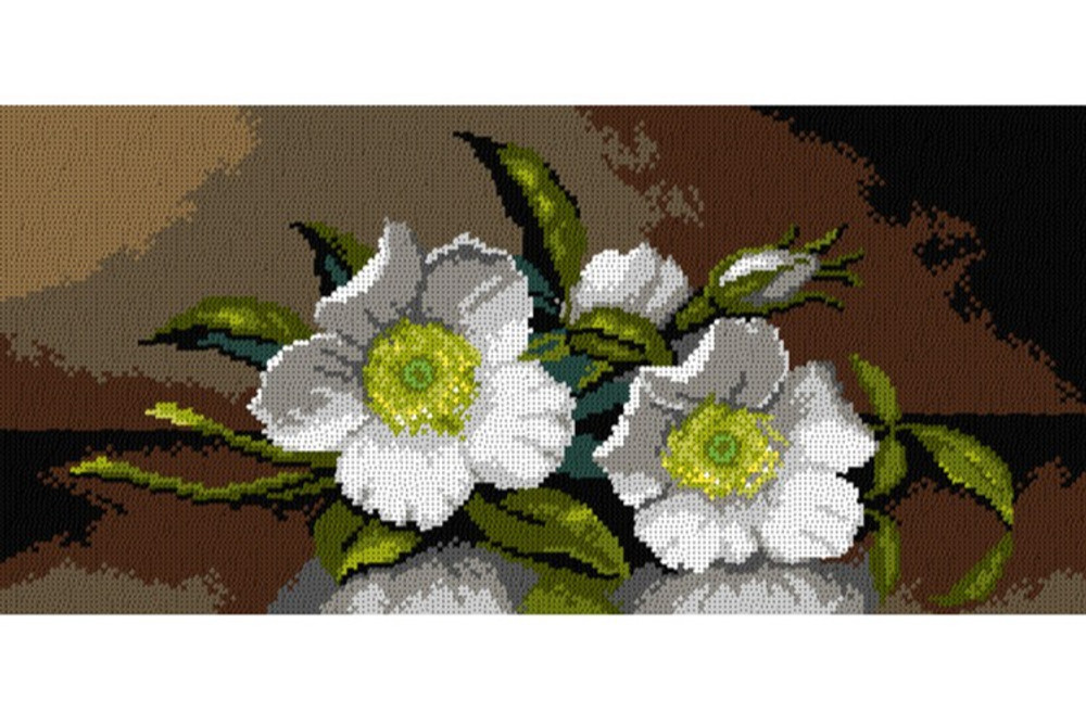 Printed Canvas for Cross Stitch Tapestry Gobelin Embroidery Orchidea "Cherokee Roses" 3565J