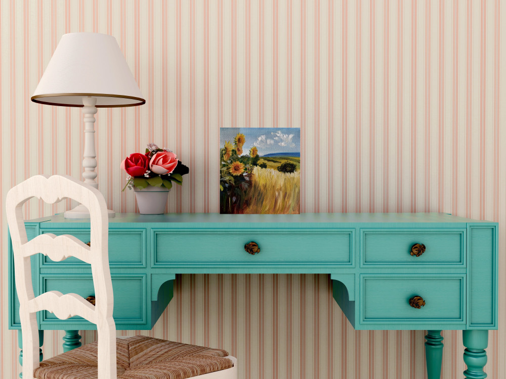 Original Hand Paint Oil Painting on Canvas "Sunflower" 12x12"