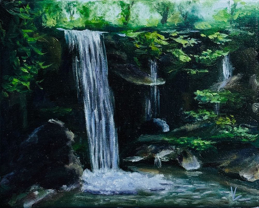 Original Hand Paint Oil Painting on Canvas "Buttermilk Falls" 8x10"
