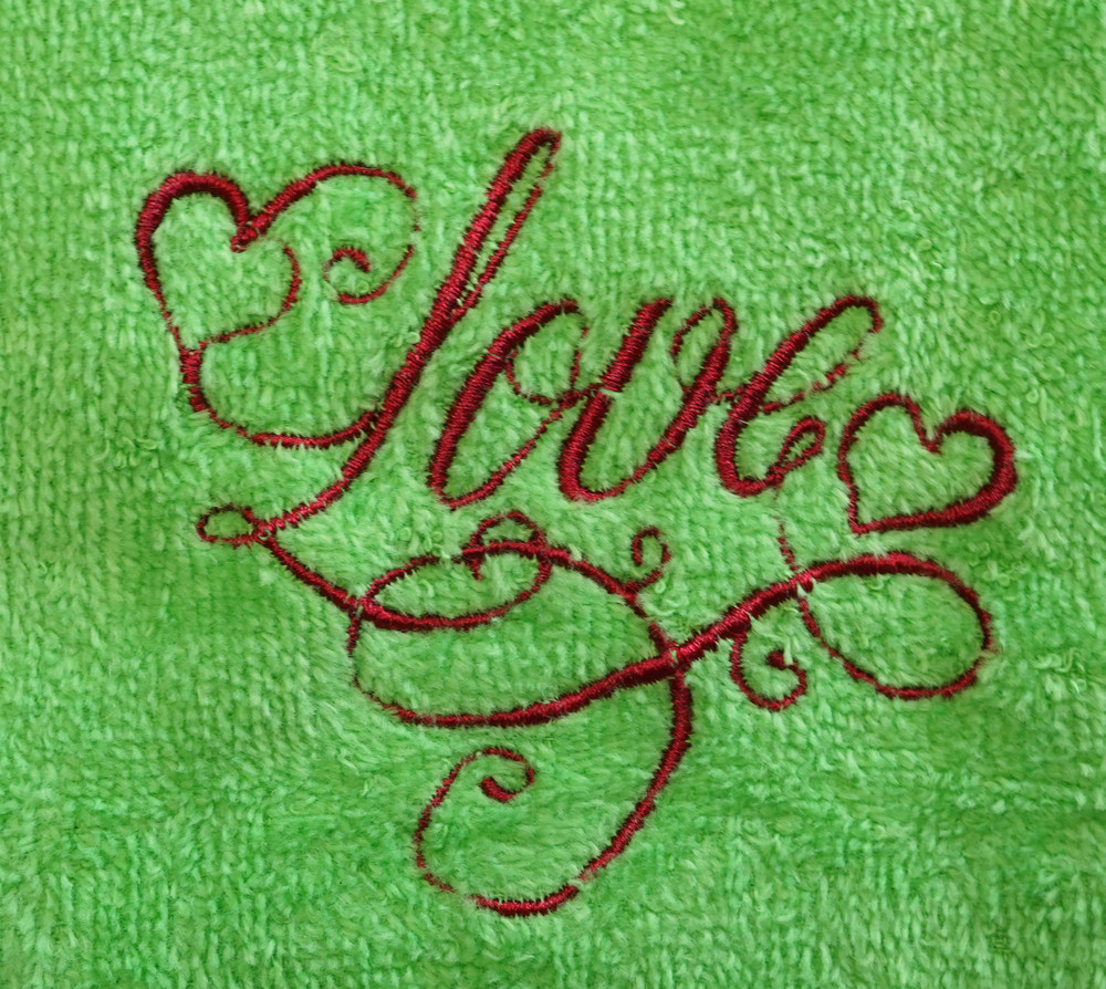 "I love you" White Towel Gift Embroidered Hand Kitchen Towel  Veralis