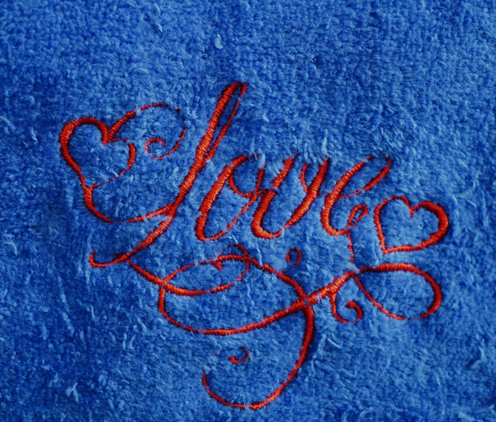"I love you" White Towel Gift Embroidered Hand Kitchen Towel  Veralis