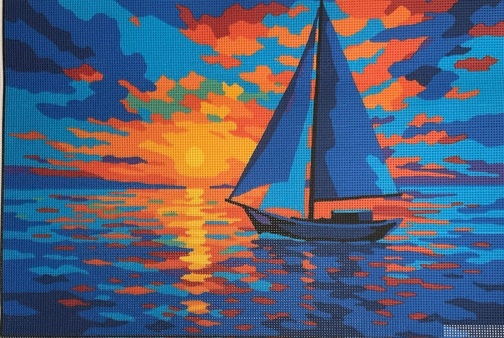 "The Yacht" Printed Canvas for  Needlepoint Tapestry Gobelin  Embroidery  Gobelin L 14904