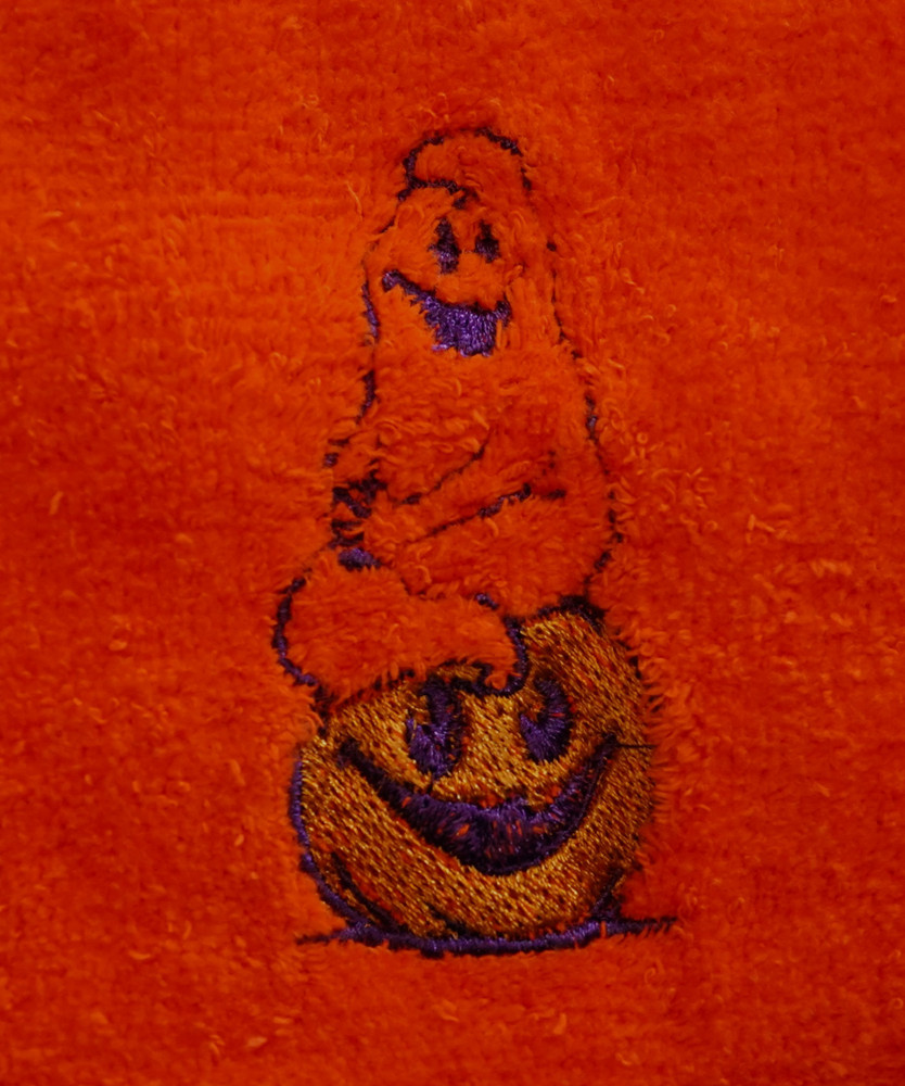 "Gost and Punkin" Towel Gift Embroidered Hand Kitchen Towel  Veralis