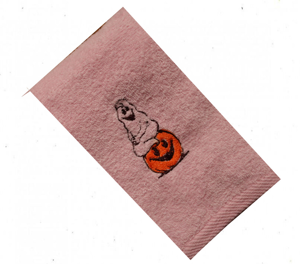 "Gost and Punkin" Towel Gift Embroidered Hand Kitchen Towel  Veralis