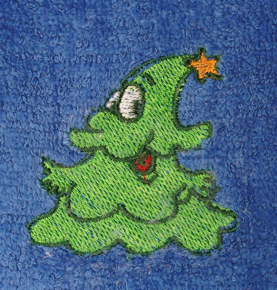 "Happy Christmas Tree" Towel Gift Embroidered Hand Kitchen Towel  Veralis