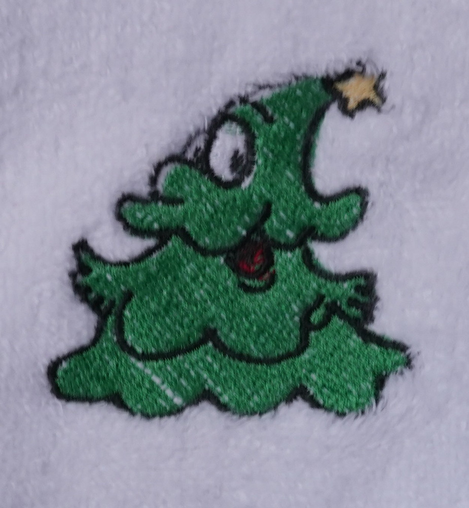 "Happy Christmas Tree" Towel Gift Embroidered Hand Kitchen Towel  Veralis