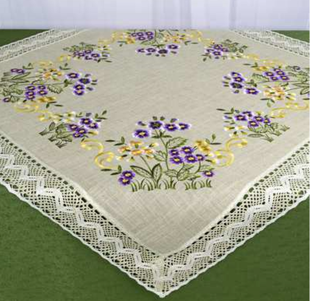  Embroidered Tablecloth "Morning" 07739-100 33x33"