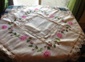 Embroidered Cross Stitch Tablecloth "Roses" 07384 35 x 35"